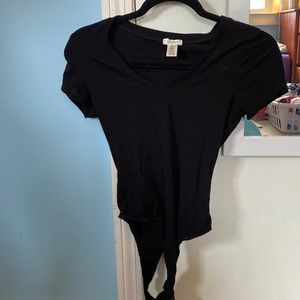 Black v neck body suit